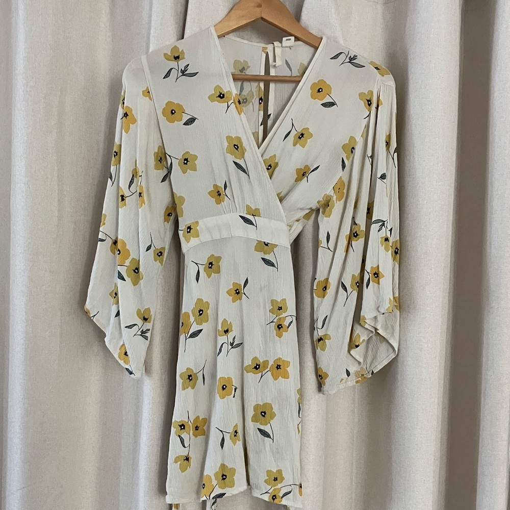 Floral Wrap Dress with Yellow Flowers